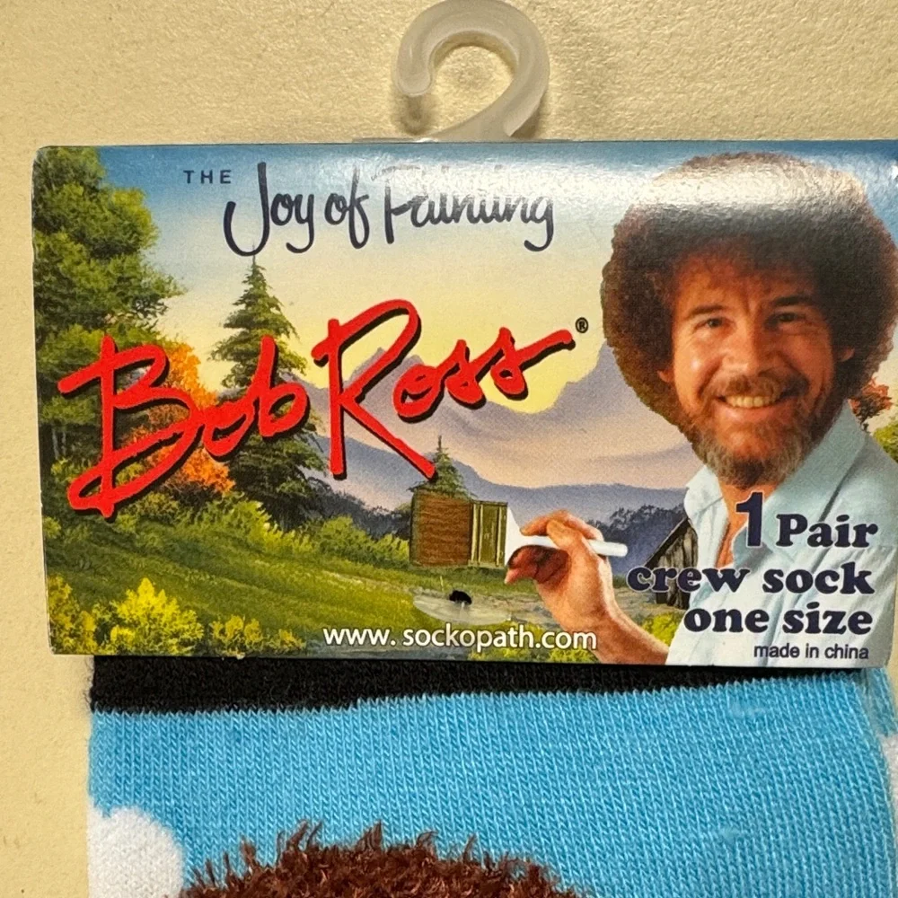 NWT Bob Ross Sky Pattern Crew Socks - Blue